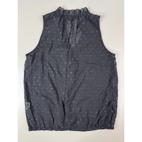 NY & Co Womens Sleeveless Sheer Top M Black Glitter Polka Dot Whimsigoth Fairy - Picture 13 of 14